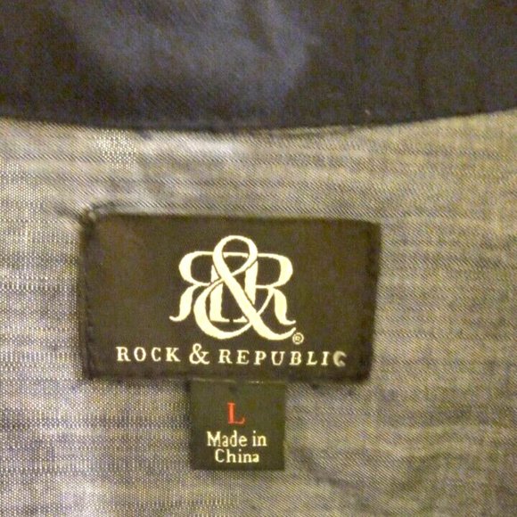 Rock & Republic Mens Button Up Shirt size large gray rock n roll - Picture 4 of 5